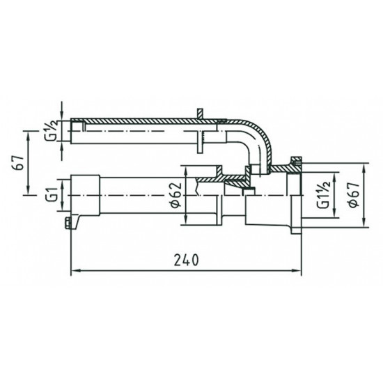 Water massage jet wall passage STANDARD 240 MM HUGO LAHME