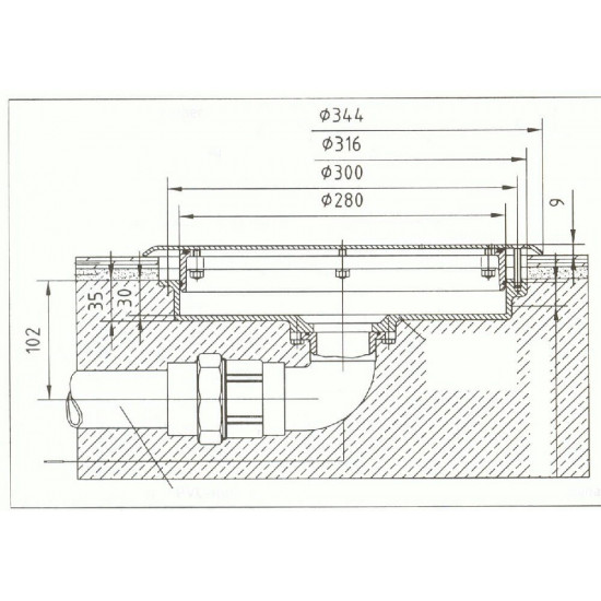 90° mounting kit with switch and pool light GEJZER HUGO LAHME