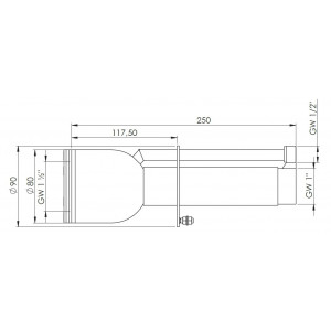 Przepust murowy do masażu FLAT ze stali nierdzewnej AISI316 basen płytkowany 250 mm 1 1/2" 2