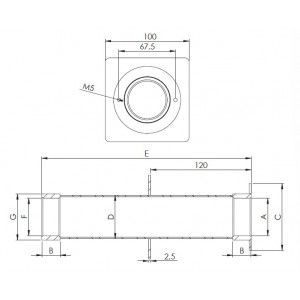 Wall conduit AISI316 stainless steel for tiled pool 250 mm 1 1/2" 2