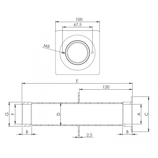 Przepust murowy ze stali nierdzewnej AISI316 do basenu płytkowego 250 mm 1 1/2"