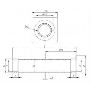 Wall conduit AISI316 stainless steel for tile pool 300 mm 1 1/2" 2