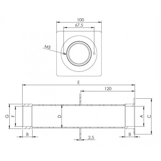 Przepust murowy ze stali nierdzewnej AISI316 do basenu płytkowego 300 mm 1 1/2"