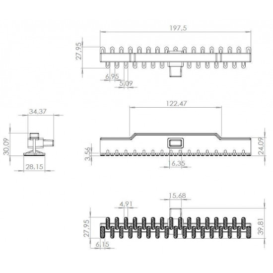 Overflow grate for swimming pool single connection 195 mm x 22 mm SOPEL TEBAS