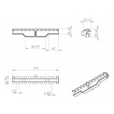 Overflow grate for swimming pool 195 mm x 22 mm EUROPE TEBAS