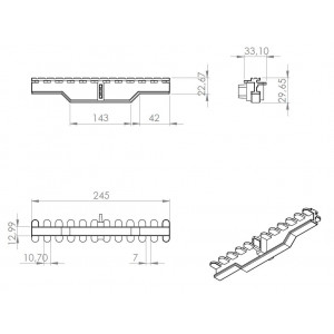 Kratka rynny przelewowej do basenu łączenie pojedyncze 195 mm x 22 mm EUROPE TEBAS 2