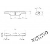 Overflow grate for swimming pool 245 mm x 22 mm EUROPE TEBAS
