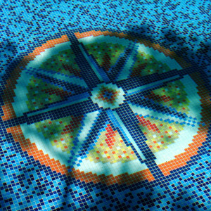 Glass mosaic pool decoration Compass EZARRI 2