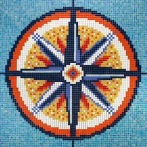 Glass mosaic pool decoration Compass EZARRI