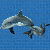 Pool mosaic glass decoration Dolphin Family EZARRI
