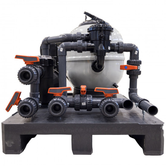 Ready-to-use pallet / filtration set with piping, control, heat pump and cl/pH dosing for pools up to 50m3 EXCLUSIVE
