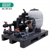 Gotowy zestaw filtracji wraz z orurowaniem dla basenu 30m3 450 mm 8m3/h