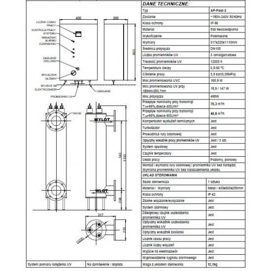 UV Lamp for swimming pool AP Pool 3 TMA