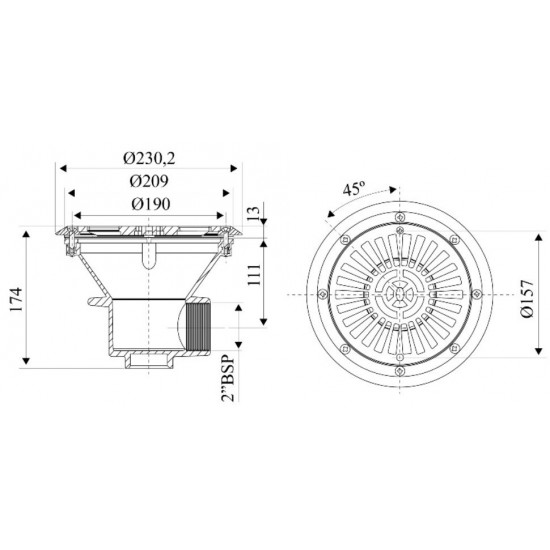 Bottom drain for foiled and prefabricated swimming pool white EURO TEBAS