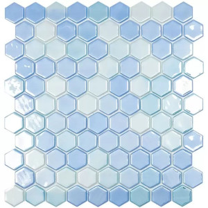 Pool mosaic series LUX , composition LUX LIGHT BLUE HEX 35X35mm VIDREPUR