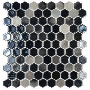 Pool mosaic series LUX, composition LUX ANTHRACITE HEX 35X35mm VIDREPUR