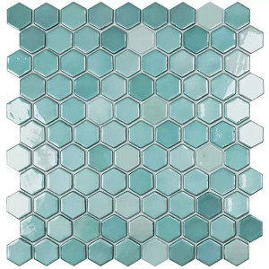 Pool mosaic series LUX, composition LUX TURQUISE HEX 35X35mm VIDREPUR
