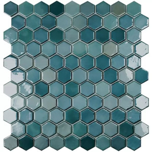 Mozaika basenowa seria LUX 35x35mm, kompozycja LUX GREEN HEX VIDREPUR