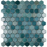 Pool mosaic series LUX, composition LUX GREEN HEX 35X35mm VIDREPUR
