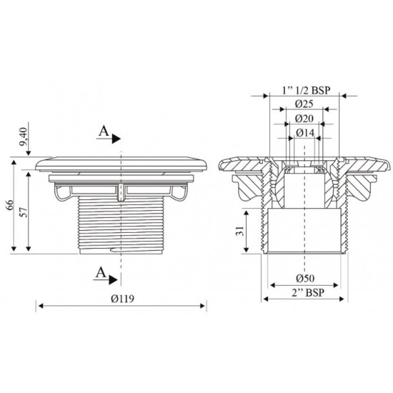 Inflow nozzle for prefabricated swimming pool EURO TEBAS
