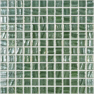 Pool mosaic series TITANIUM, composition GREEN BRUSH 25X25mm VIDREPUR
