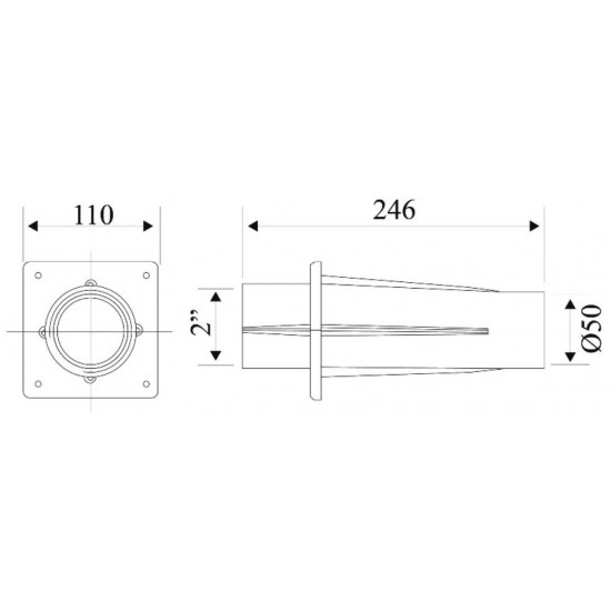 Wall bush for tile pool for nozzle EURO TEBAS