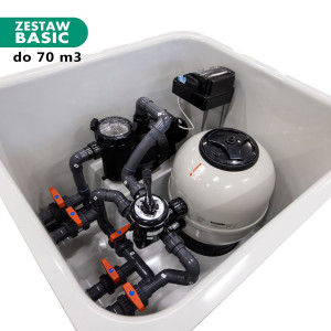 Gotowa skrzynia filtracyjna z orurowaniem i sterowaniem dla basenu do 70m3 BASIC