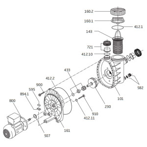 Spare parts for the pool pump 0,40kW 8m3/h 230V MAGIC II 8 BADU