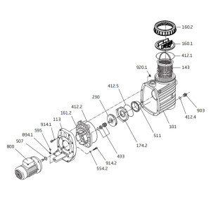 Spare parts for the pool pump 0,30kW 8m3/h 230V TOP II 8 BADU