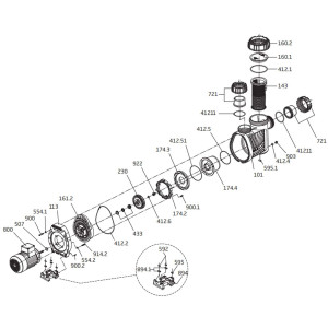 Części zamienne do pompy basenowej 2,60kW 48m3/h 400V PRIME 48 BADU