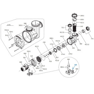 Spare parts for the pool pump 2,60kW 45m3/h 400V RESORT 45 BADU 2