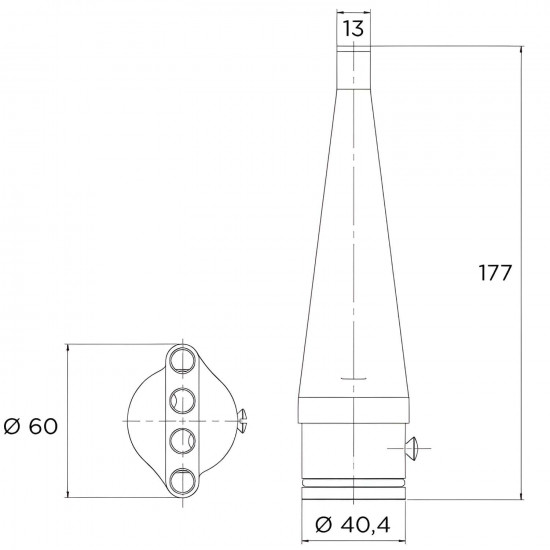 Nozzle C for TAHITI spout AISI 316 stainless steel TEBAS