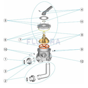 Spare parts for the 2'' six-way valve ASTRAL POOL