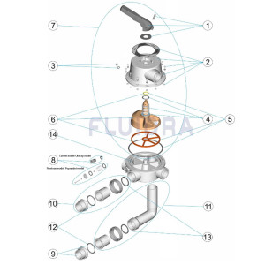 Spare parts for the 2 1/2'' six-way valve ASTRAL POOL
