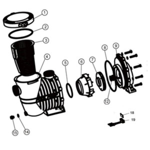 Części zamienne do pompy basenowej SATURN 8 m3/h 0,25 kW 230V TEBAS