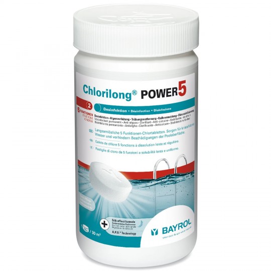 Multifunctional chlorine tablets for swimming pool 250g CHLORILONG POWER 1.25KG BAYROL