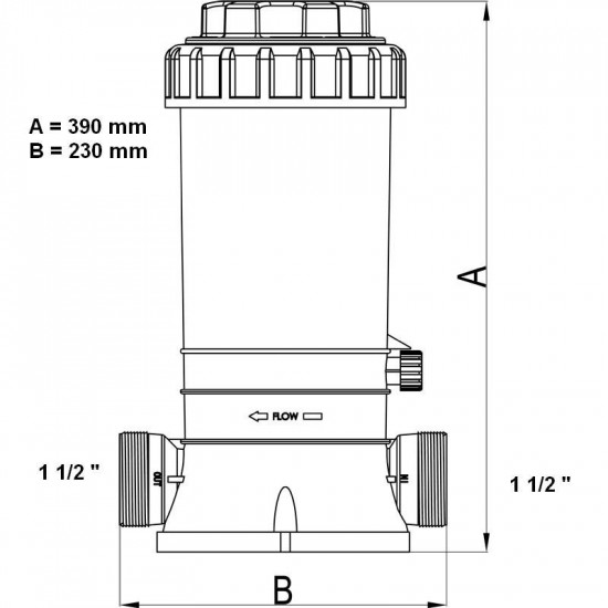 Swimming pool chlorinator with flow control 1 1/2" TEBAS