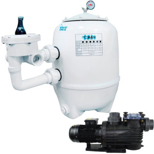 Pool filter set 75m3 750mm 23m3/h 1,1 kW 230V WHITE EAGLE TEBAS