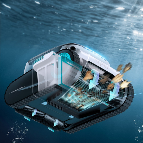 AIPER SCUBA N1 PRO wireless automatic pool cleaner cleans the bottom, walls and waterline.
