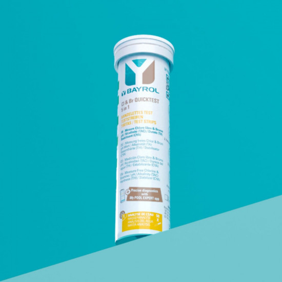 5-in-1 pool test strip tester for checking chlorine, pH, alkalinity, alkalinity and water hardness BAYROL