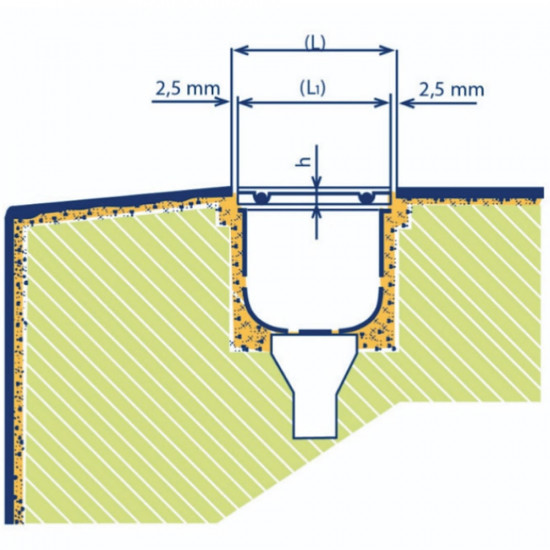 Overflow gutter grate for swimming pools with a longitudinal pattern, double connection, 195 mm x 22 mm ASTRAL POOL