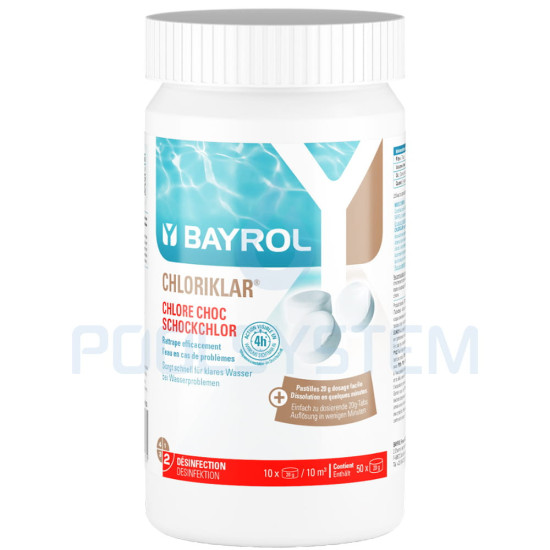 Chlor szok do basenu w tabletkach CHLORIKLAR 1KG BAYROL