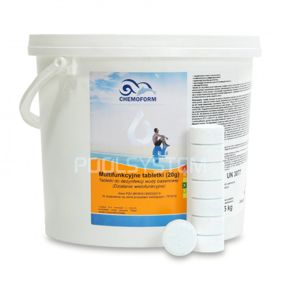 Multifunkcyjne tabletki do basenu 4w1 20g 50KG CHEMOFORM