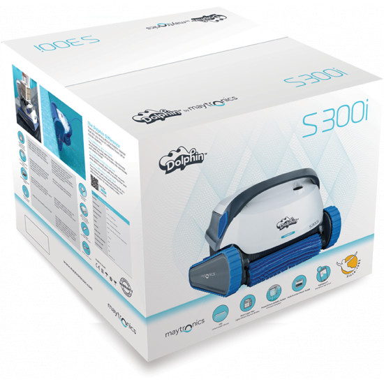 DOLPHIN S300i pool vacuum cleaner with app bottom, walls water line