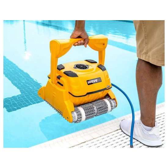 Dolphin WAVE 100 WB pool cleaner cleans bottom, walls and waterline