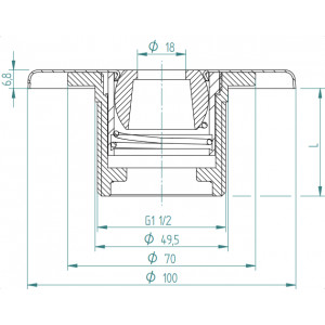 Inflow nozzle for tiled pool 1 1/2" HUGO LAHME 2
