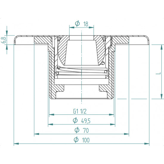 Inflow nozzle for tiled pool 1 1/2" HUGO LAHME