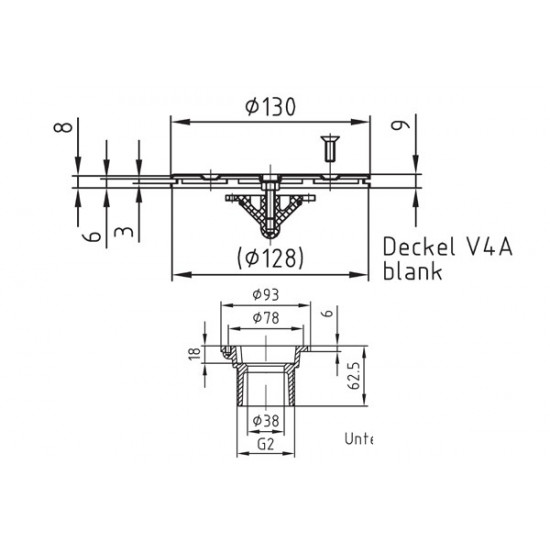 Bottom nozzle for tiled swimming pool 2" HUGO LAHME