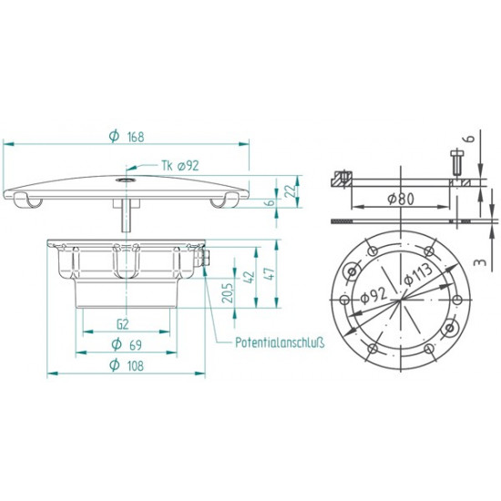 Odpływ denny pionowy do basenu foliowanego HUGO LAHME