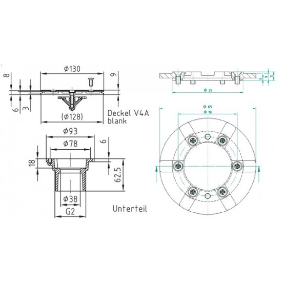 Bottom nozzle for 2" foiled pool HUGO LAHME